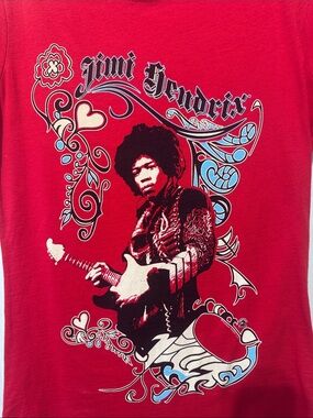 Jimi Hendrix Red Graphic Short Sleeve Tee